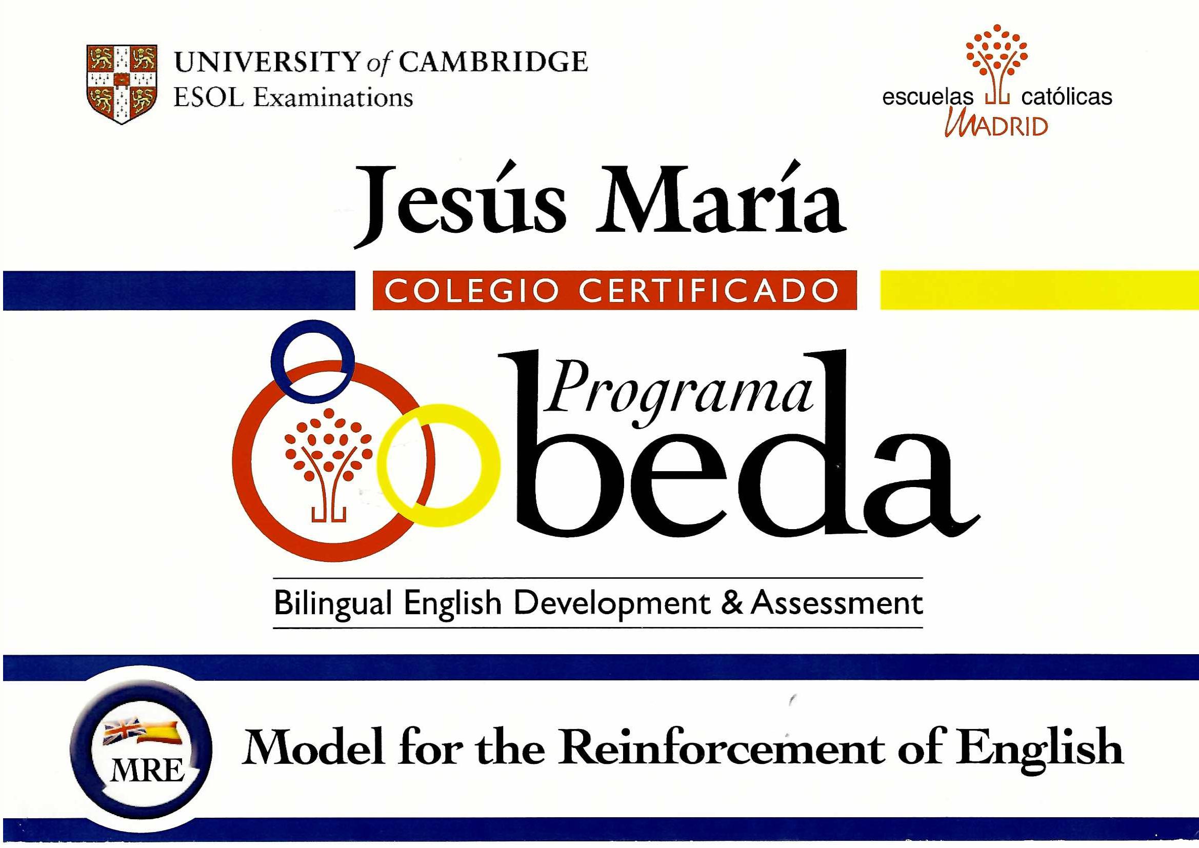 Modelo Bilingüe Programa Beda - Colegio Jesús María